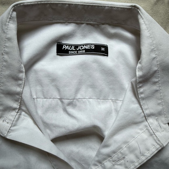 Vintage White Button Down Shirt Paul Jones Size Medium Crisp Classic - Picture 2 of 4